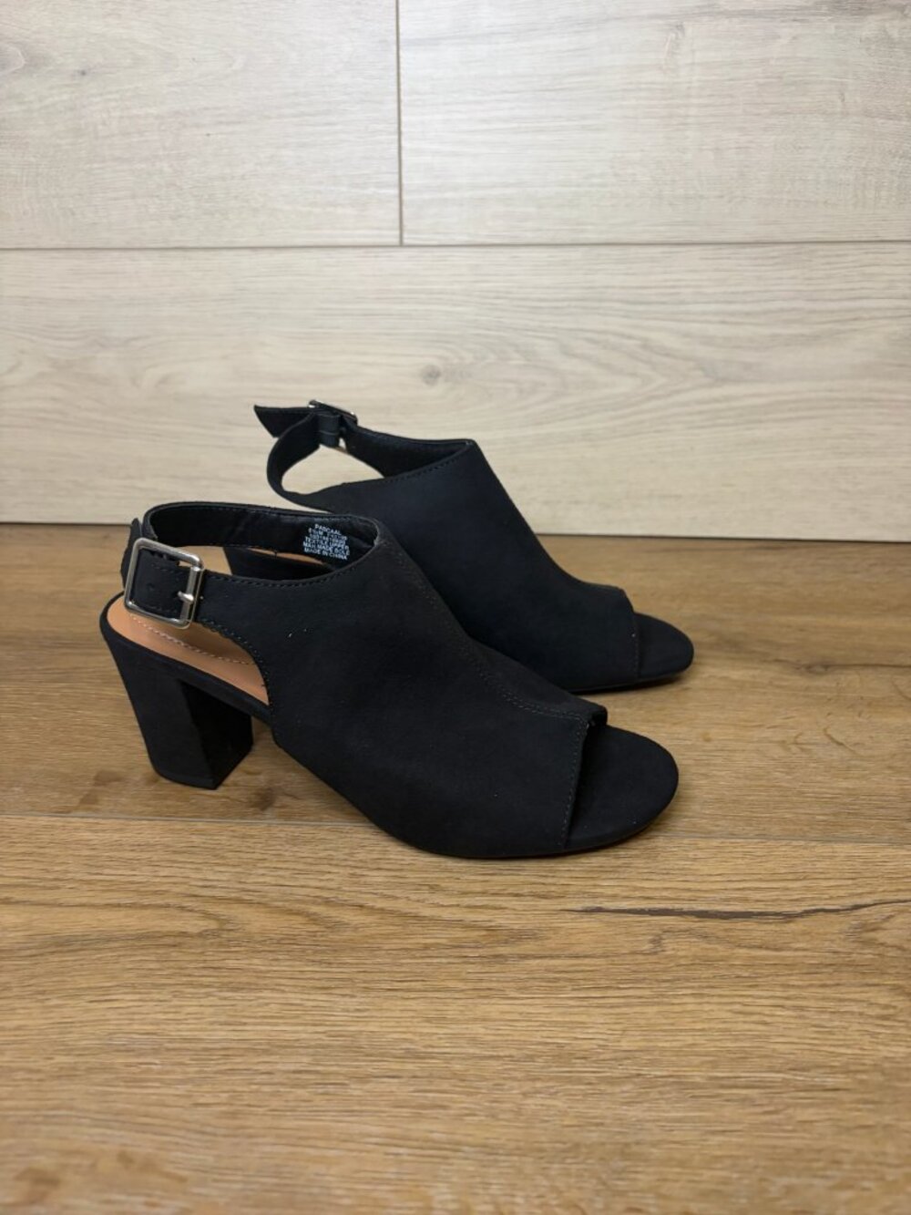 Style & Co. Womens Pascaal Black Faux Suede Peep Toe Shooties Shoes 6.5M
